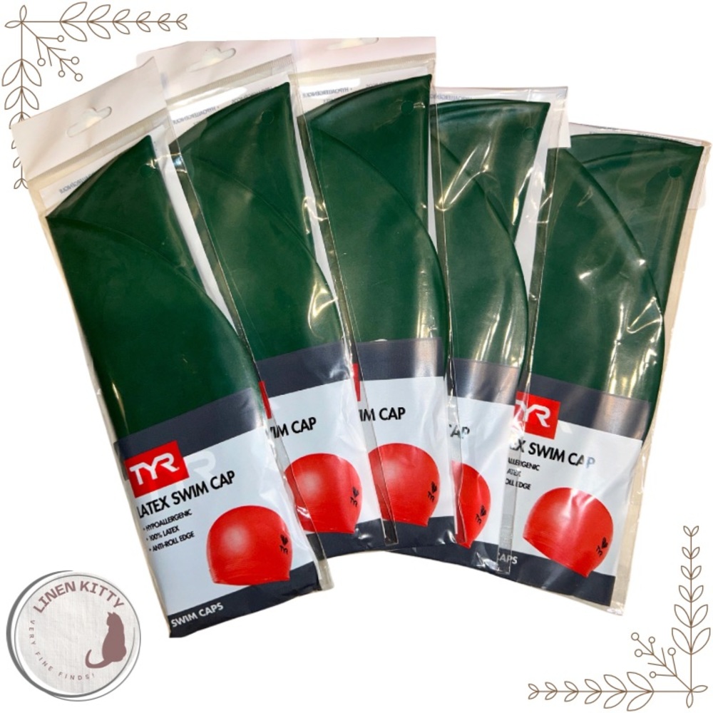 Set of 5 TYR Latex Swim Caps:  Brand New